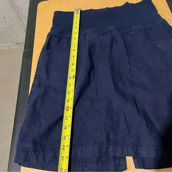 ATHLETA Lima Linen Skirt Size 6 Navy Blue Casual Pockets Fold Over Waist Band - Picture 10 of 10